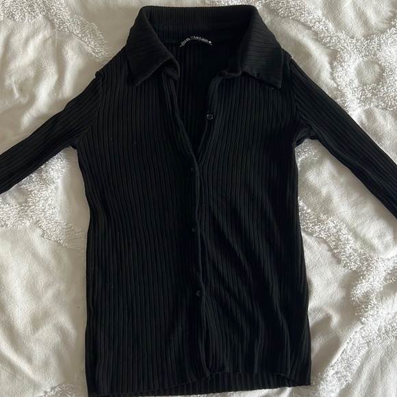 Zara black collared long sleeve knit - Picture 1 of 2